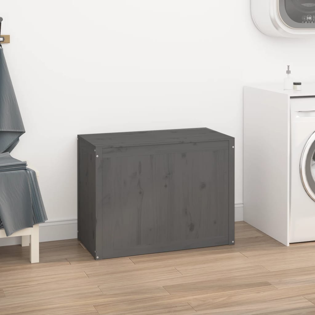 Vidaxx Wäschekorb 88,5x44x66 cm massives Kiefernholz grau