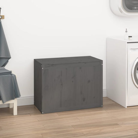 Vidaxx Wäschekorb 88,5x44x66 cm massives Kiefernholz grau
