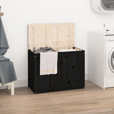 Vidaxx Wäschekorb 88,5x44x66 cm massives Kiefernholz schwarz