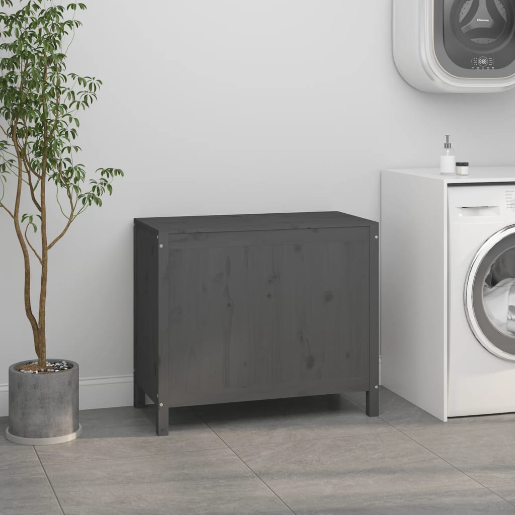 Vidaxx Wäschekorb 88,5x44x76 cm massives Kiefernholz grau