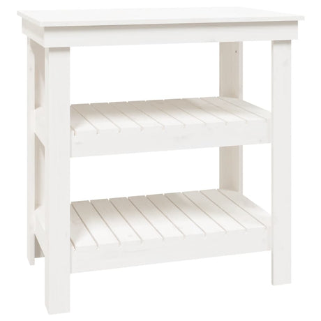 VidaXL Werkbank 78,5x50x80 cm massives Kiefernholz weiß