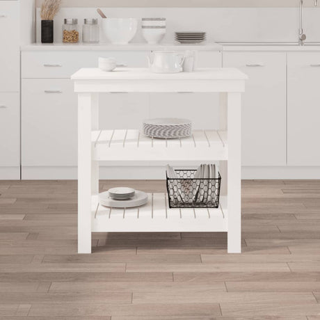 VidaXL Werkbank 78,5x50x80 cm massives Kiefernholz weiß