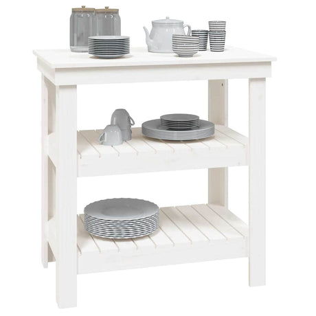 Vidaxx Werkbank 78,5x50x80 cm massives Kiefernholz weiß