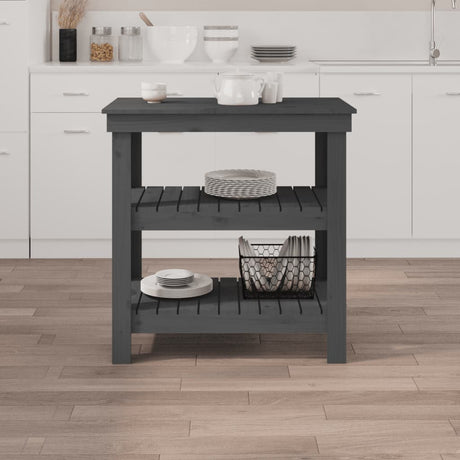 Vidaxx Werkbank 78,5x50x80 cm massives Kiefernholz grau