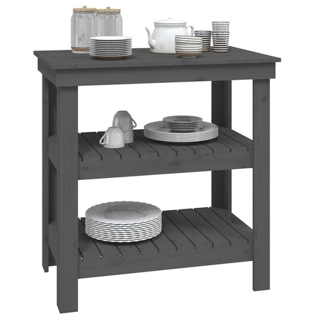 Vidaxx Werkbank 78,5x50x80 cm massives Kiefernholz grau