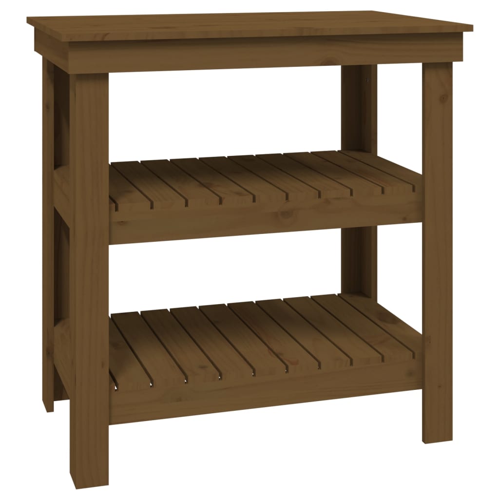 Vidaxx Werkbank 78,5x50x80 cm massives Kiefernholz honigbraun