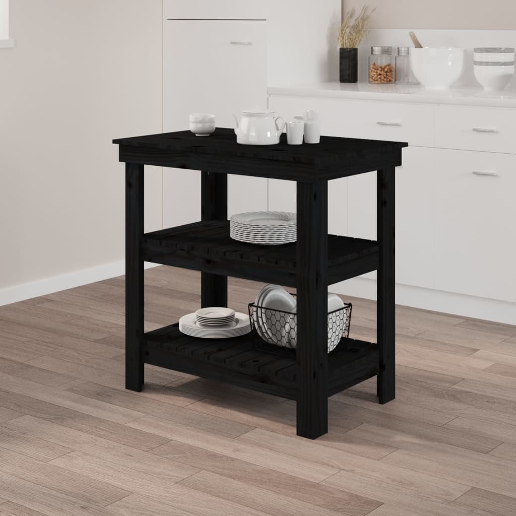 Vidaxx Werkbank 78,5x50x80 cm massives Kiefernholz schwarz