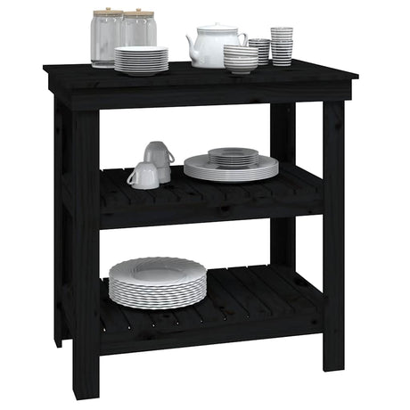 Vidaxx Werkbank 78,5x50x80 cm massives Kiefernholz schwarz