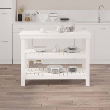 Vidaxl werkbank 110,5x50x80 cm massief grenenhout wit