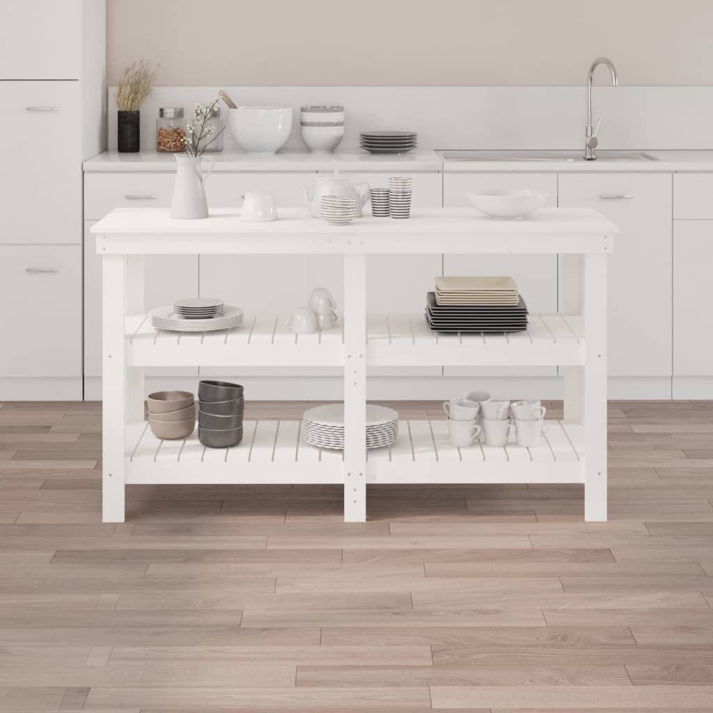 Vidaxx Werkbank 142,5x50x80 cm massives Kiefernholz weiß