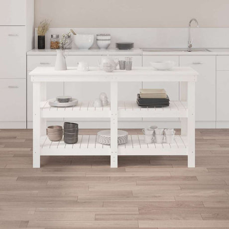 Vidaxx Werkbank 142,5x50x80 cm massives Kiefernholz weiß