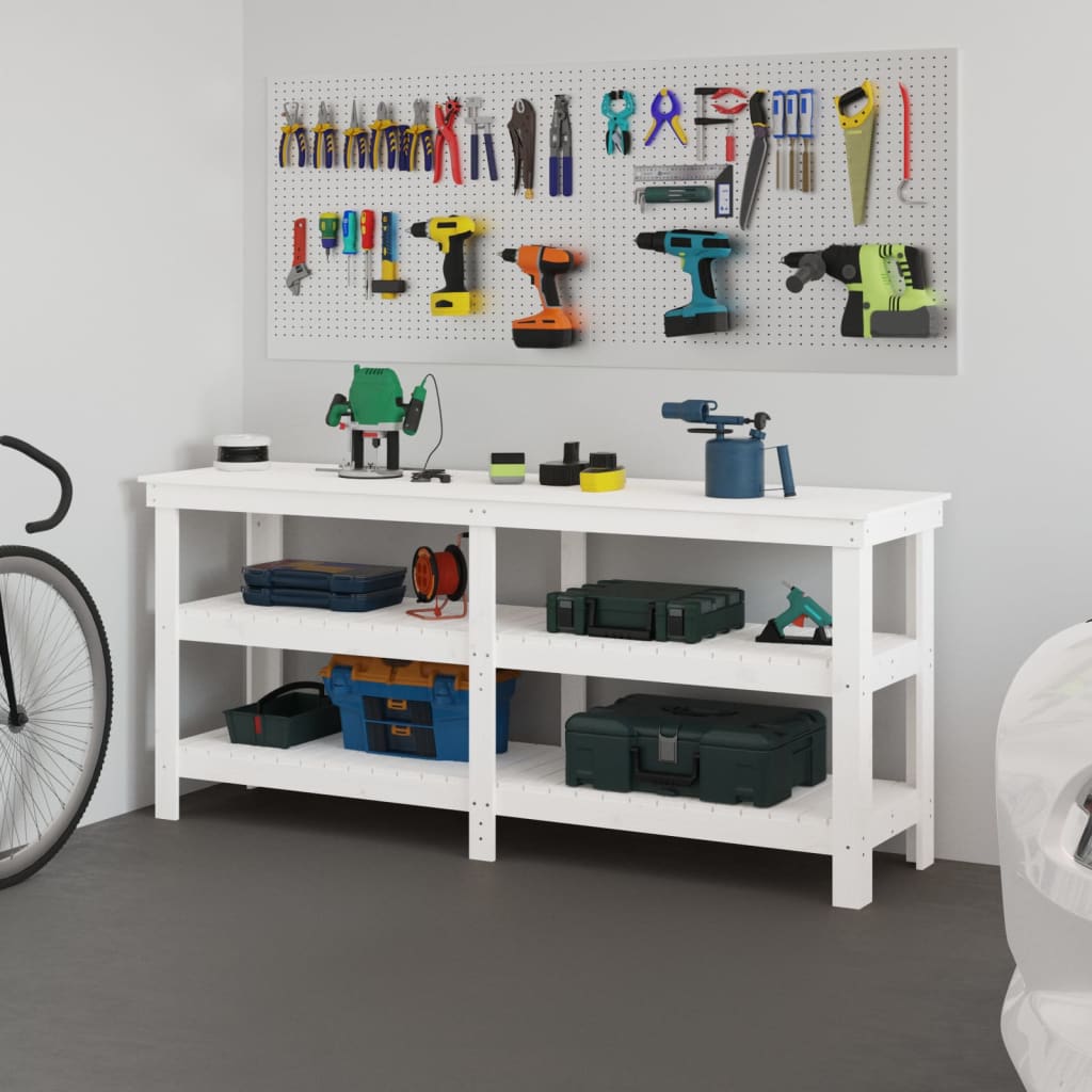 Vidaxx Werkbank 181x50x80 cm massives Kiefernholz weiß