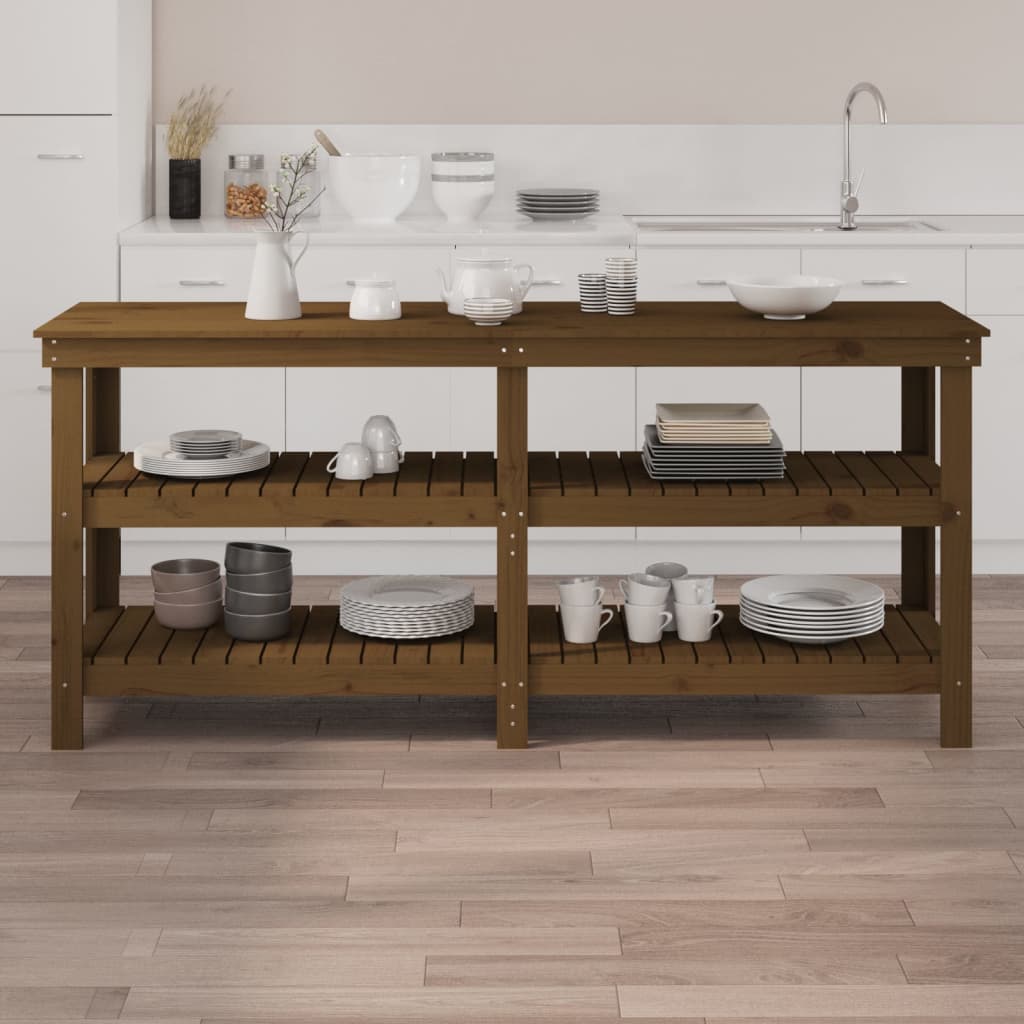 Vidaxx Werkbank 181x50x80 cm massives Kiefernholz honigbraun