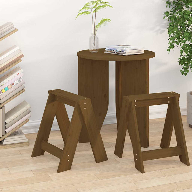 Vidaxl krukken 2 st 40x40x45 cm massief grenenhout honingbruin
