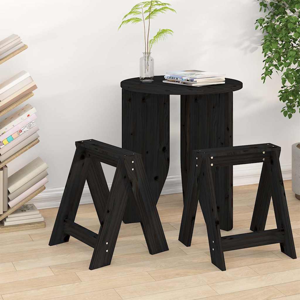 Vidaxl krukken 2 st 40x40x45 cm massief grenenhout zwart