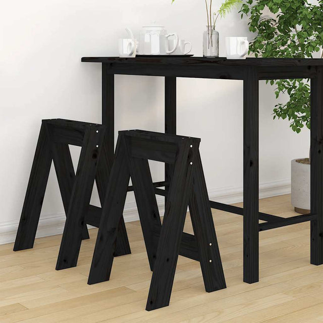 Vidaxl krukken 2 st 40x40x60 cm massief grenenhout zwart