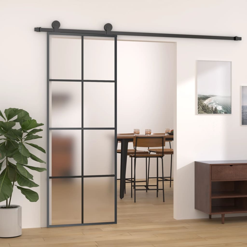 VidaXL Schiebetür mit Beschlägen 76x205 cm ESG-Glas und Aluminium