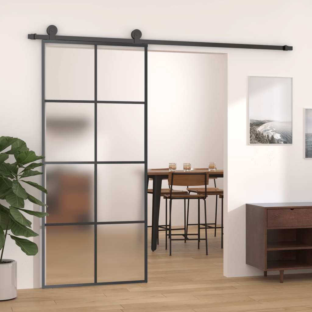 VidaXL Schiebetür mit Beschlägen 90x205 cm ESG-Glas und Aluminium