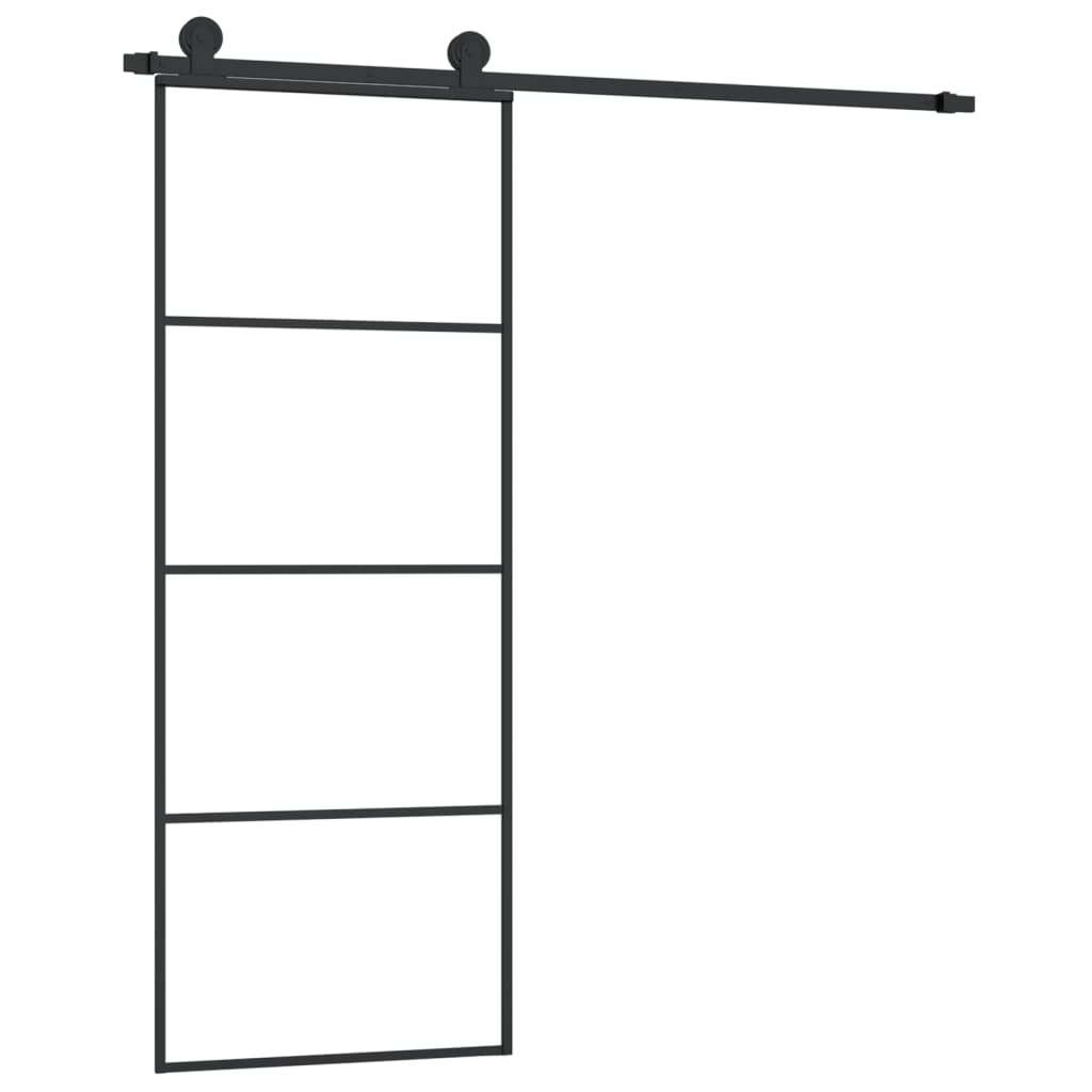 VidaXL Schiebetür mit Beschlägen 76x205 cm ESG-Glas und Aluminium