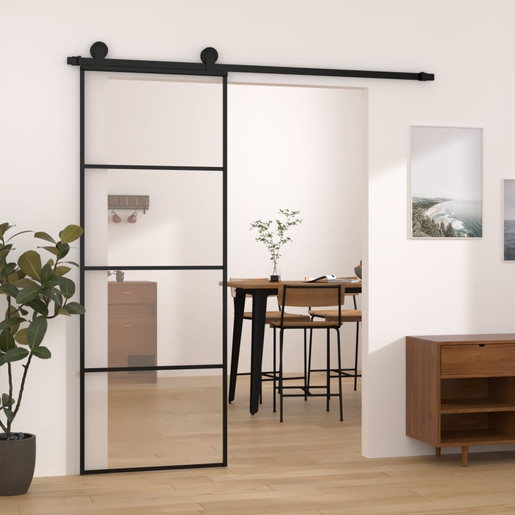VidaXL Schiebetür mit Beschlägen 76x205 cm ESG-Glas und Aluminium