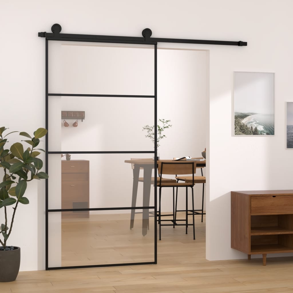 VidaXL Schiebetür mit Beschlägen 102,5x205 cm ESG-Glas und Aluminium