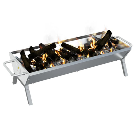 Vidaxl barbecueplaat 118x42x30,5 cm roestvrij staal zilverkleurig