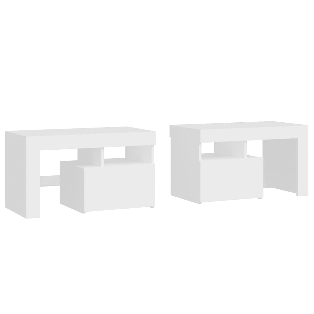 Vidaxl nachtkastjes 2 st led-verlichting 70x36,5x40 cm wit