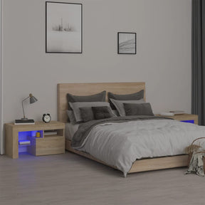 Vidaxl nachtkastjes 2 st led-verlichting 70x36,5x40 cm sonoma eiken