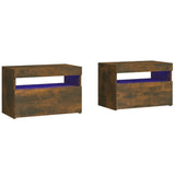 Vidaxl nachtkastjes 2 st met led-verlichting 60x35x40 cm gerookt eiken