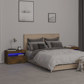 Vidaxl nachtkastjes 2 st met led-verlichting 60x35x40 cm gerookt eiken
