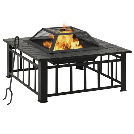 VidaXL Feuerstelle mit Schürhaken XXL 79x79x46,5 Stahl