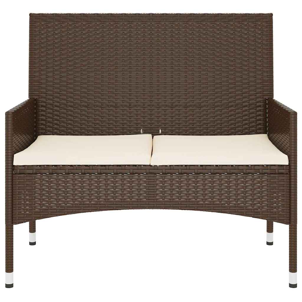 Vidaxl tuinbank 2-zits met kussens poly rattan bruin