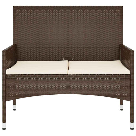 Vidaxl tuinbank 2-zits met kussens poly rattan bruin