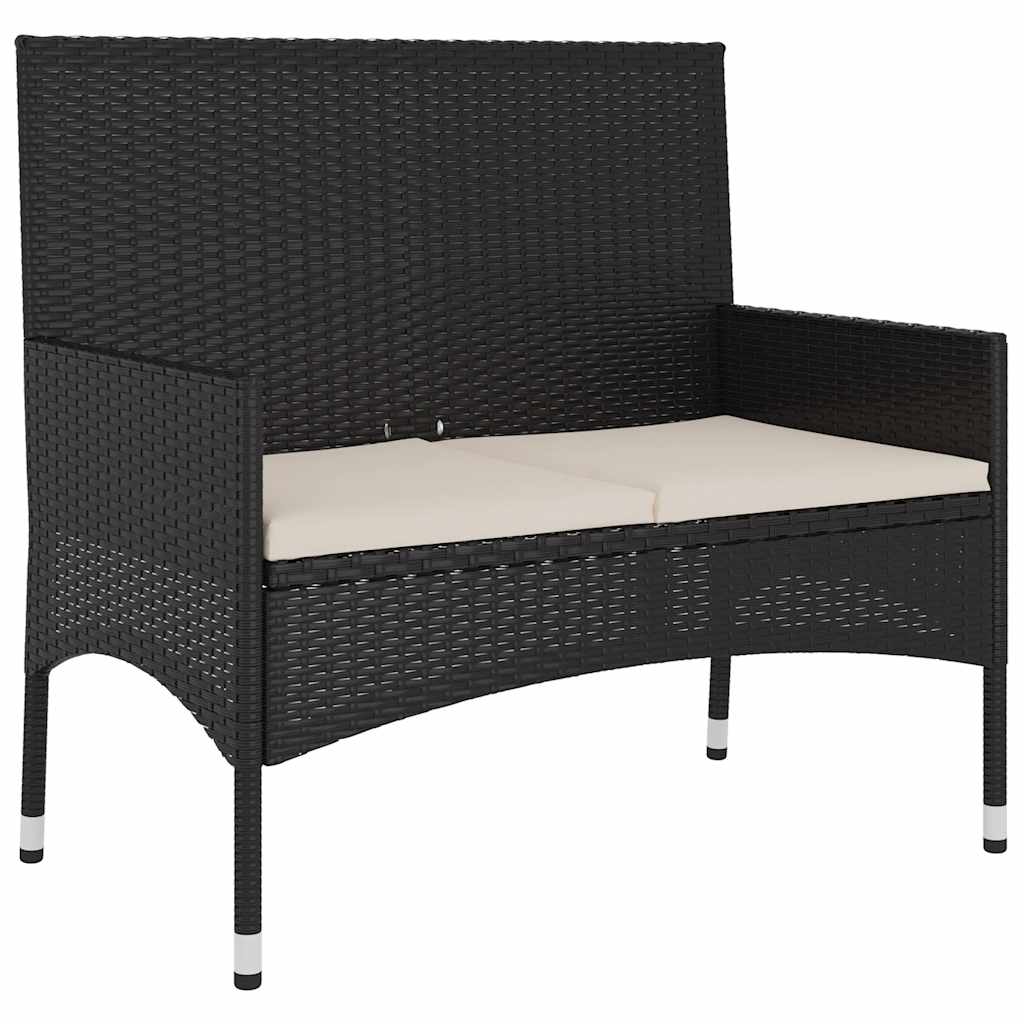 Vidaxl tuinbank 2-zits met kussens poly rattan zwart