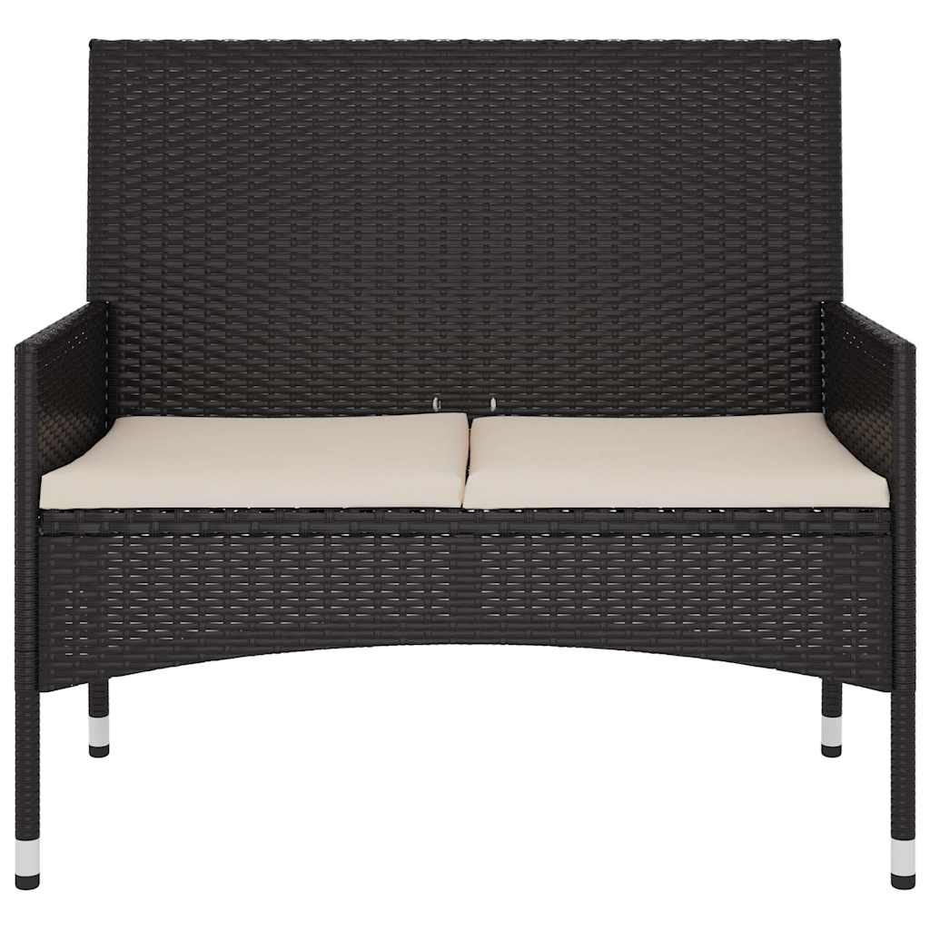 Vidaxl tuinbank 2-zits met kussens poly rattan zwart