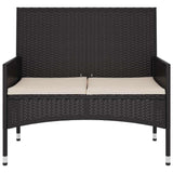 Vidaxl tuinbank 2-zits met kussens poly rattan zwart