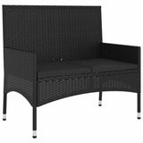 Vidaxl tuinbank 2-zits met kussens poly rattan zwart
