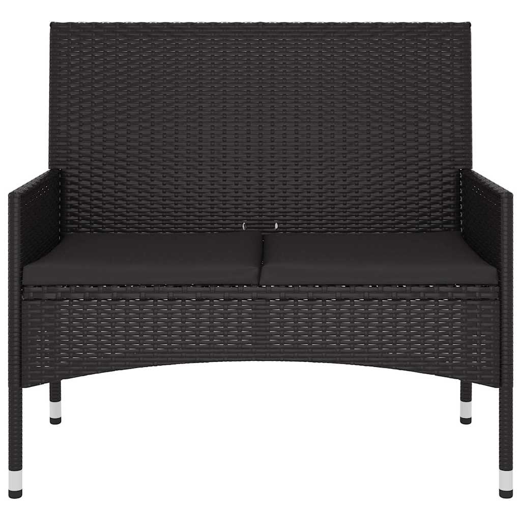 Vidaxl tuinbank 2-zits met kussens poly rattan zwart