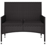 Vidaxl tuinbank 2-zits met kussens poly rattan zwart