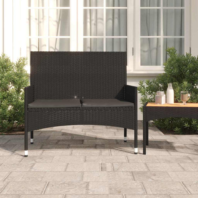 Vidaxl tuinbank 2-zits met kussens poly rattan zwart