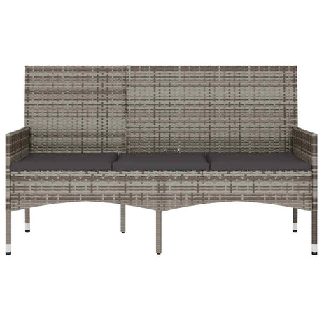 Vidaxl tuinbank 3-zits met kussens poly rattan grijs