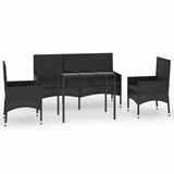 Vidaxl 4-delige loungeset met kussens poly rattan zwart