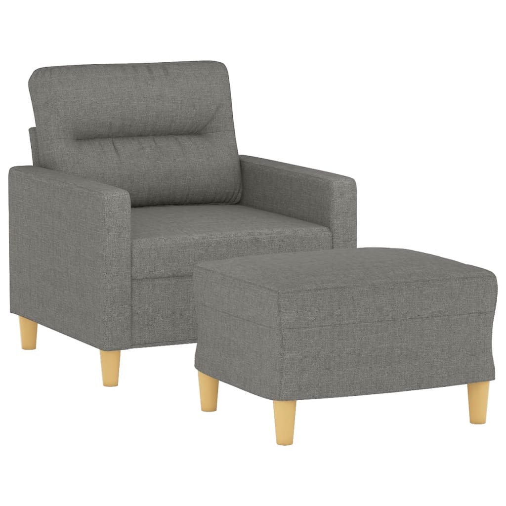 Vidaxl fauteuil met voetenbank 60 cm stof donkergrijs