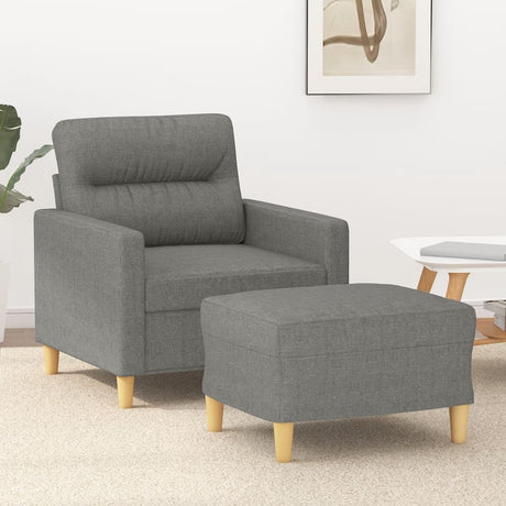 Vidaxl fauteuil met voetenbank 60 cm stof donkergrijs
