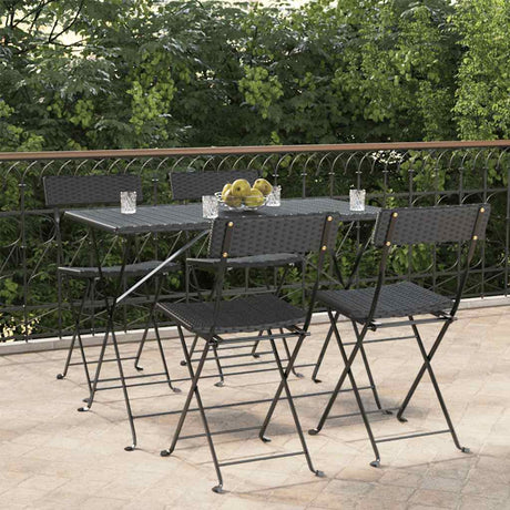 Vidaxl opklapbare stoelen, 4 stuks, zwart, van polyrotan en staal.