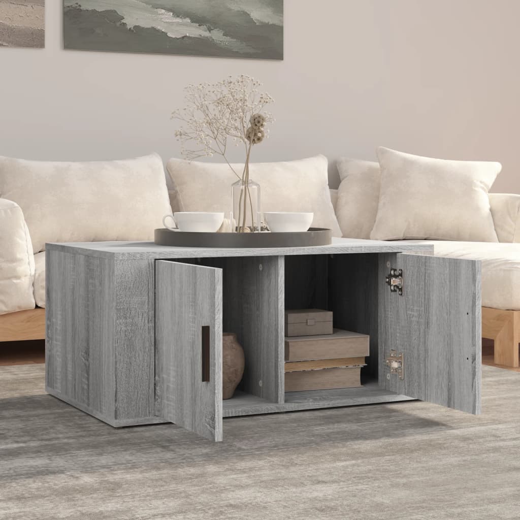 Vidaxl salontafel 80x50x36 cm bewerkt hout grijs sonoma eikenkleurig