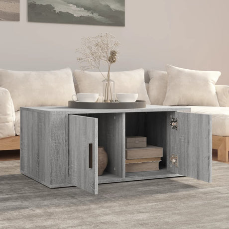 Vidaxl salontafel 80x50x36 cm bewerkt hout grijs sonoma eikenkleurig