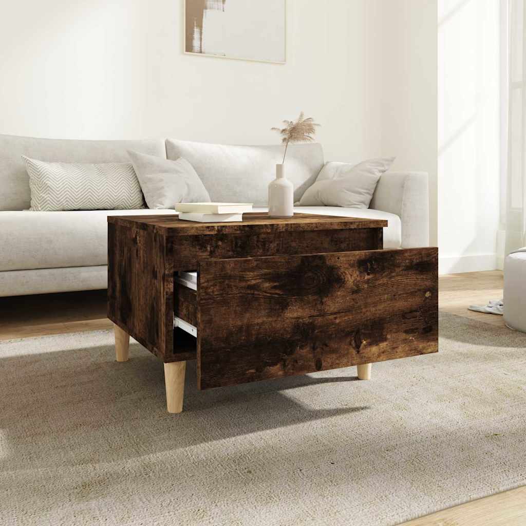 Vidaxl bijzettafel 50x46x35 cm bewerkt hout gerookt eikenkleurig
