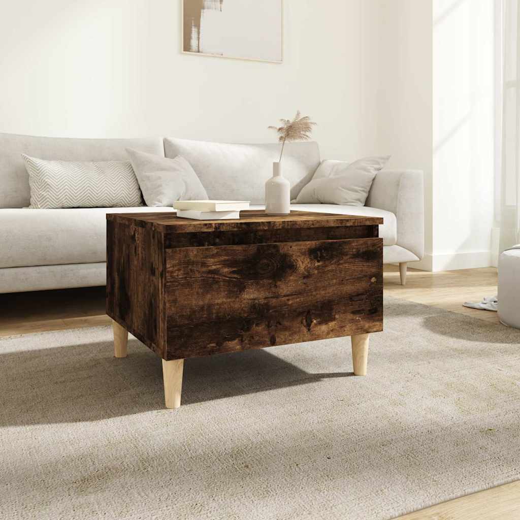 Vidaxl bijzettafel 50x46x35 cm bewerkt hout gerookt eikenkleurig