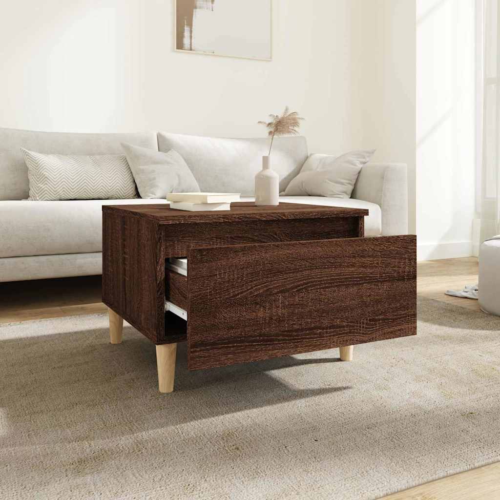 Vidaxl bijzettafel 50x46x35 cm bewerkt hout bruin eikenkleur
